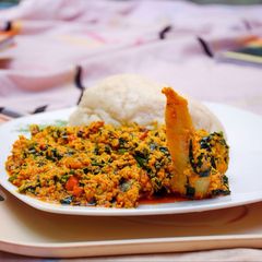 A picture of Egusi and vegetable.