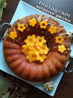 عکسی از دستور کیک کدوحلوایی دو رنگ بدون فر 🌸