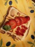 Waffle Iron French Toast with Strawberries, Jelly, and Honey
