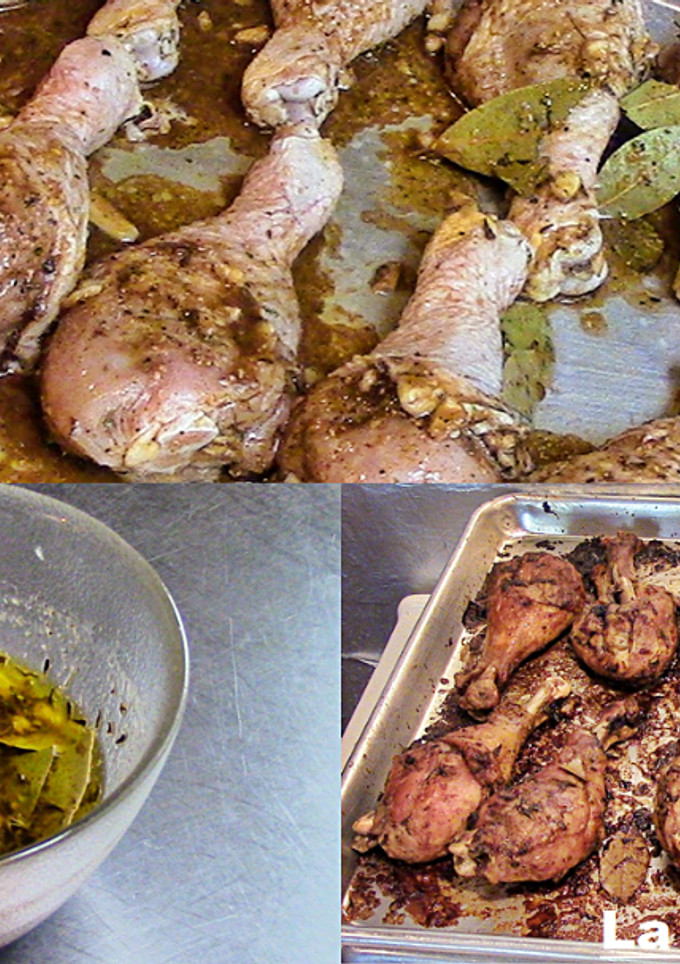 Una foto de Piernas de pollo al horno con adobo especial