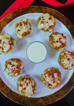 A picture of Maxican stuffed potato jackets.