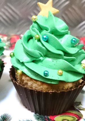 Una foto de Cupcakes árbol de Navidad de manzana y canela