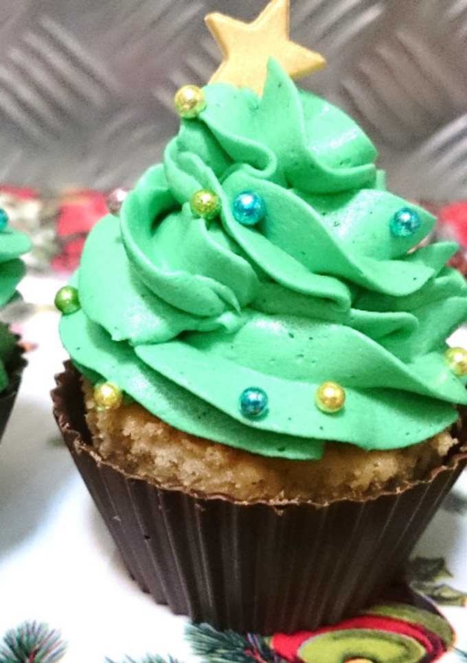 Una foto de Cupcakes árbol de Navidad de manzana y canela