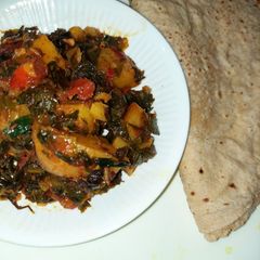 Leek & potato dry sabzi A picture of Leek & potato dry sabzi.
