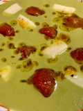 Crema de calabacín con tomate confitado y queso de Arzúa
