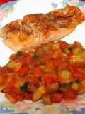 Trucha asalmonada con pisto