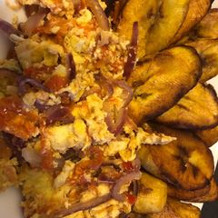 Fried Plantain and Scrambled Eggs A picture of Fried Plantain and Scrambled Eggs.