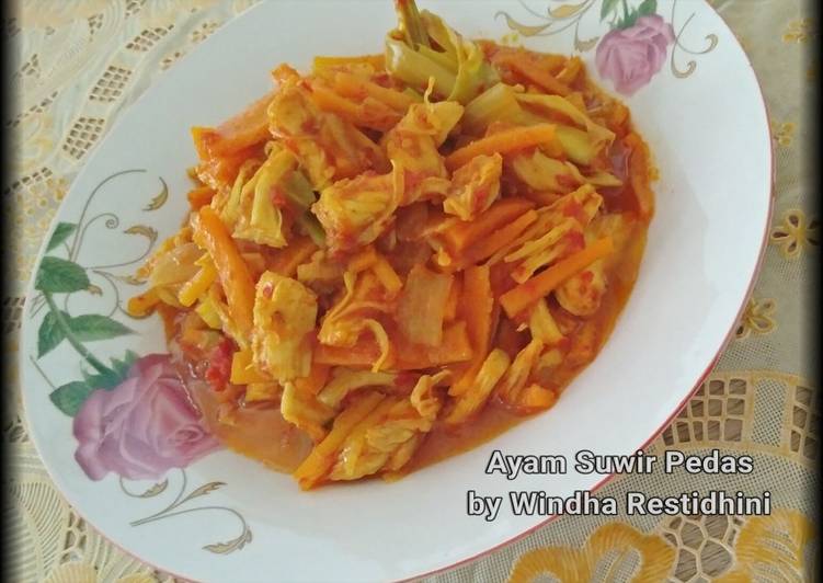 Resep @GURIH Ayam Suwir Pedas menu masakan sehari hari
