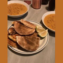 A picture of Turkish Red lentil soup.