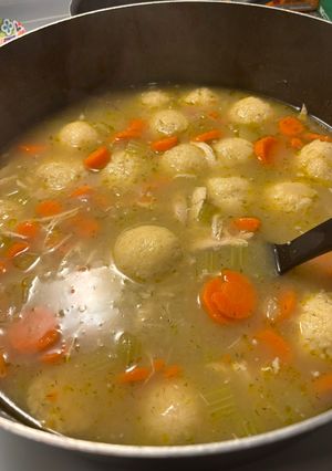 A picture of Matzo Ball Soup – Comfort Food.