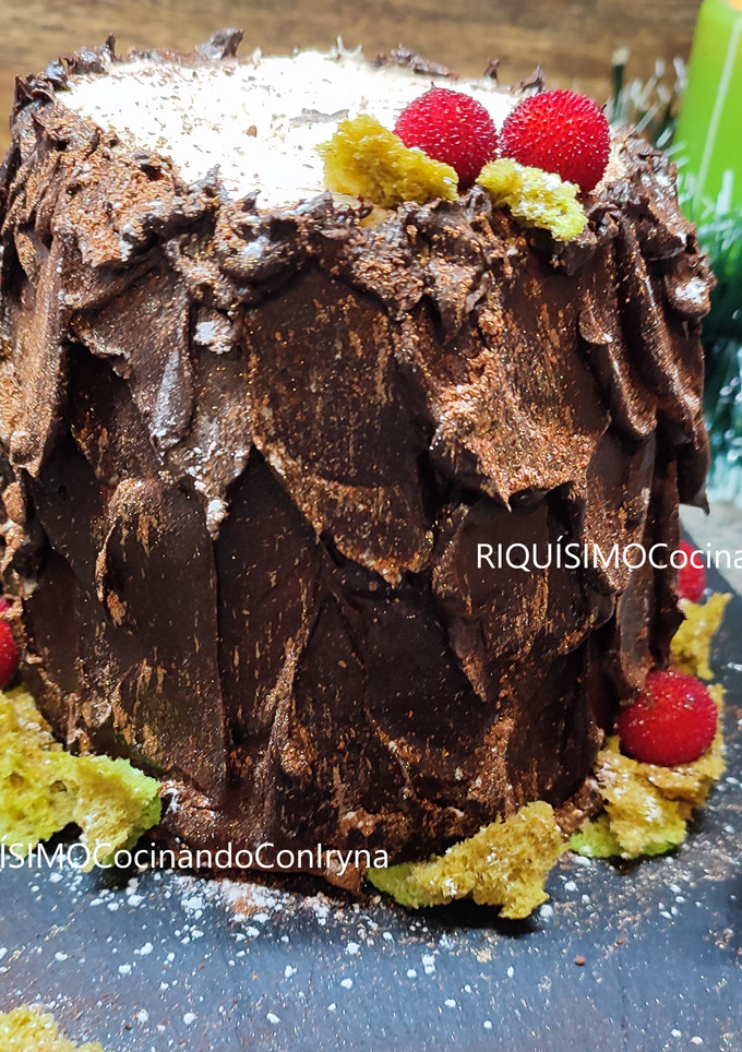 Una foto de Tarta Tocón de Árbol. Un Tronco de Navidad Diferente