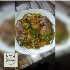 A picture of Fried fish vegetable soup recipe by Khabs kitchen.