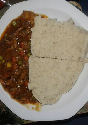 A picture of Tin fish gravy and dumpling.
