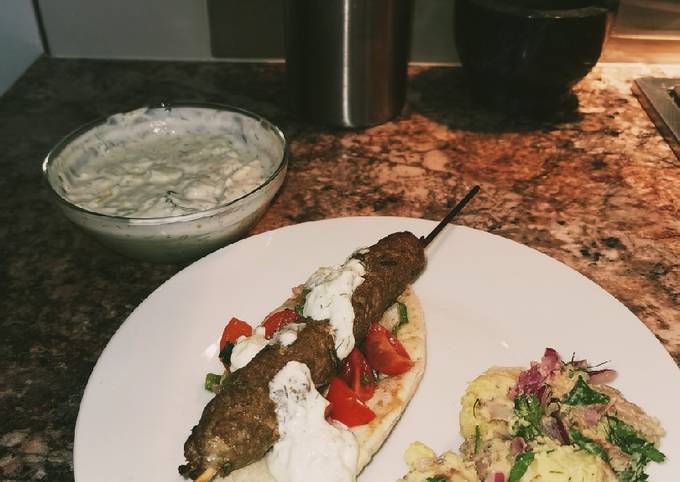 Recipe of Perfect Lamb Kebabs with home made Tzatziki sauce🥙