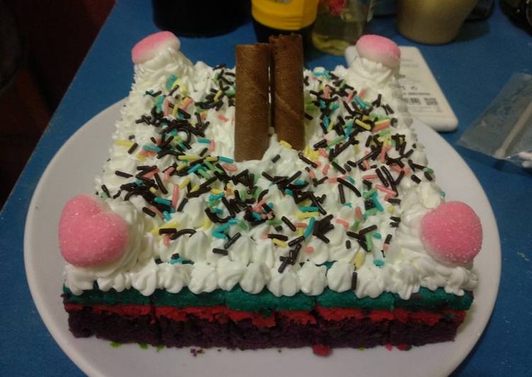 Bagaimana Menyiapkan Rainbow cake kukus Anti Gagal