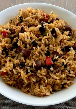 A picture of Mexican Rice with Beans.