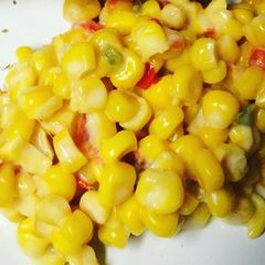 A picture of Stovetop rotel cream cheese corn.
