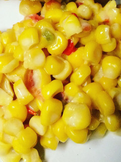 A picture of Stovetop rotel cream cheese corn.