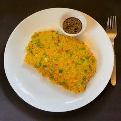 A picture of Korean style Pumpkin Pancake or Danhobag Jeon.