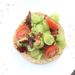 A picture of Avocado With Grape And Bacon Salad On Pita Bread.