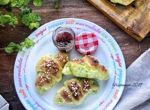 Foto resep Roti sobek croissant pandan, no egg, no knead