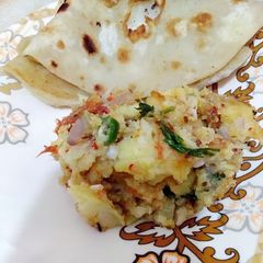 Paratha with Aloo ka bhurta A picture of Paratha with Aloo ka bhurta.