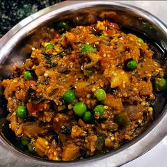 A picture of Baingan/eggplant bharta.