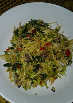 Foto resep Tumis daun bunga pepaya with teri medan