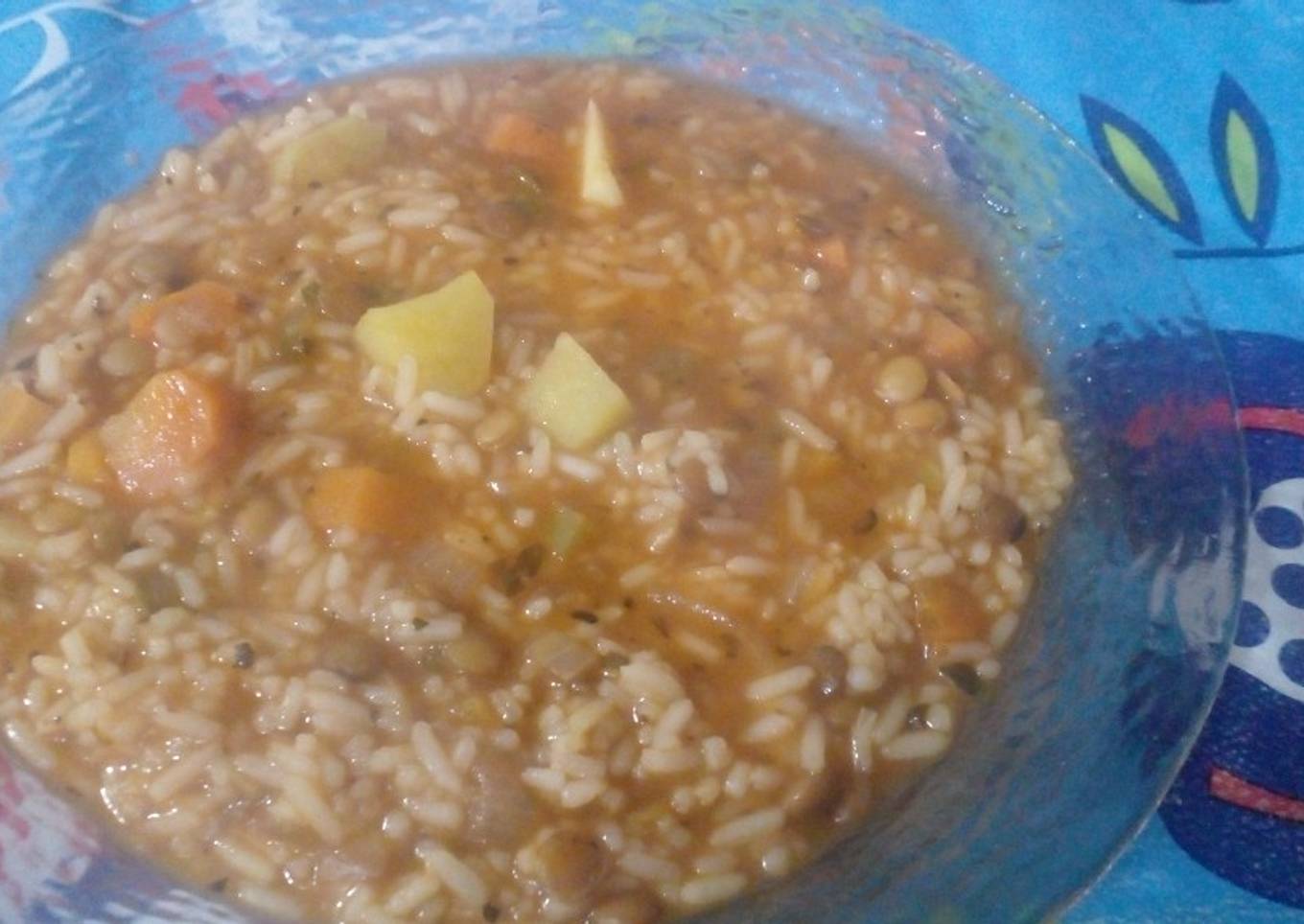 🥘Guisito Vegetariano de Arroz y Lentejas Súper EXPRESS🤤!!