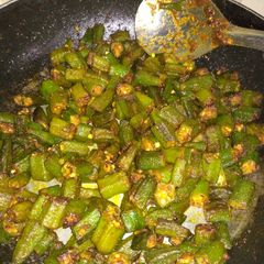 Bhindi fry A picture of Bhindi fry.