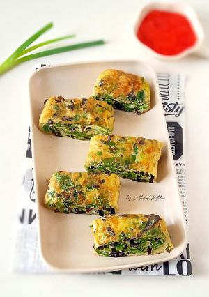 Foto resep Omelette Bayam Jamur Kuping