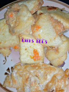 A picture of Egg coated yam.