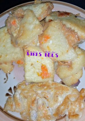 A picture of Egg coated yam.