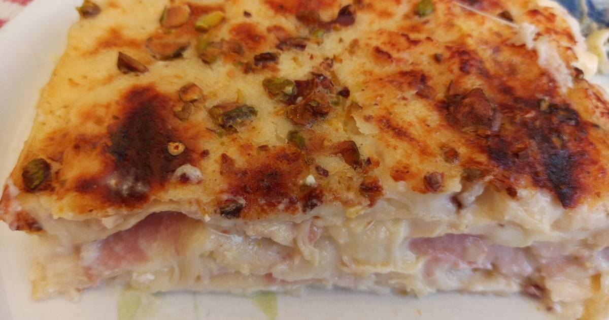 Ricetta Lasagne quattro formaggi alla mortadella e pistacchi di Bronte di Gianfranco Portuese