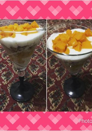 صورة لوصفة كنافة بالمانجو و الكريمة