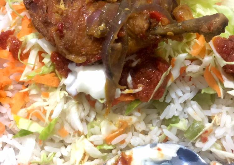 Easiest Way to Prepare Quick Rice and stew with pepper chicken