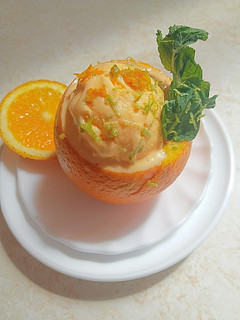 A picture of Homemade orange creamsicle ice cream.