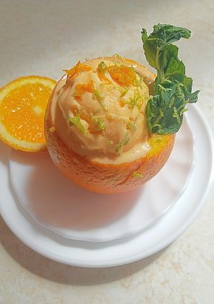 A picture of Homemade orange creamsicle ice cream.