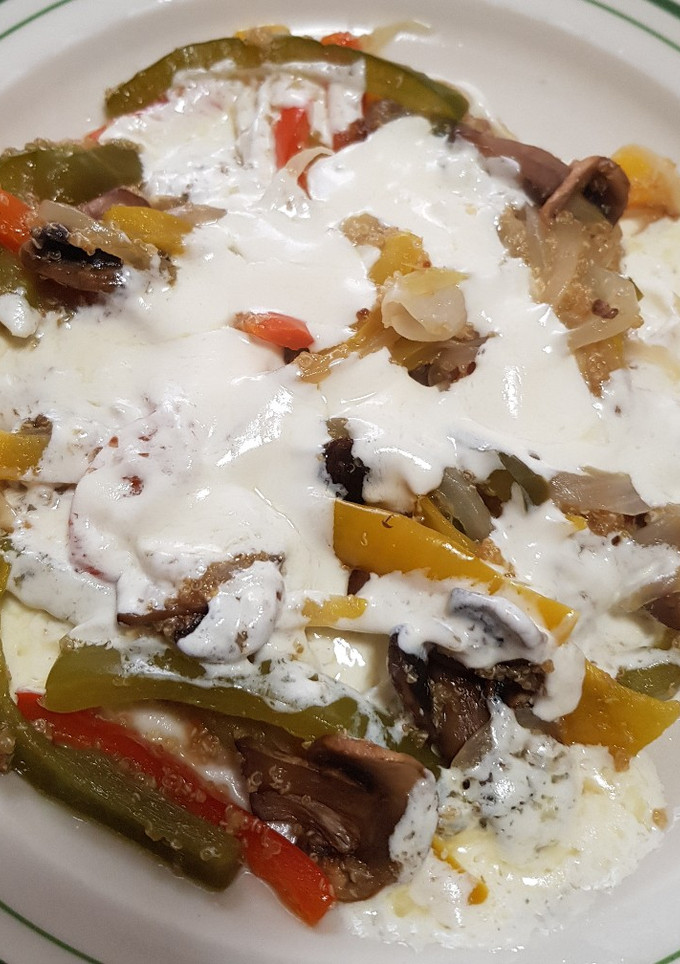 Una foto de Alambre vegetariano con amaranto y queso