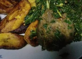 How to Recipe Appetizing Plantain with Vegetable sauce and goat meat