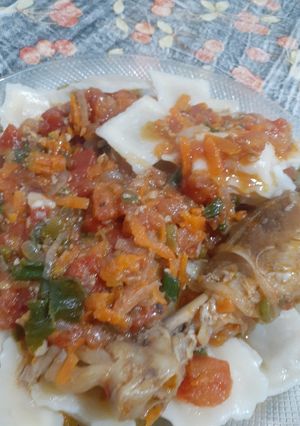 Una foto de Ravioles con salsa primavera a mi manera
