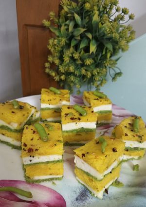 પનીર મગદાળ સેન્ડવીચ ઢોકળા (Paneer Moongdal Sandwich Dhokla Recipe In Gujarati) રેસીપી મુખ્ય ફોટો