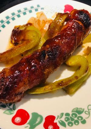 A picture of Bbq 🍖 Bacon 🥓 Wrapped Hot Dogs 🌭.
