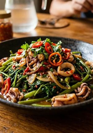 Foto resep Resep kangkung cumi pedas