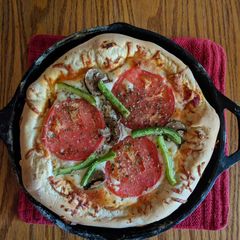 A picture of Stuffed Crust Black Iron Skillet Pizza.