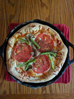 A picture of Stuffed Crust Black Iron Skillet Pizza.