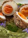 Eggets with a Persian Spring Bean Dip