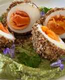 Eggets with a Persian Spring Bean Dip