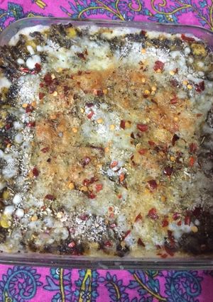A picture of Tri colour bread lasagne.
