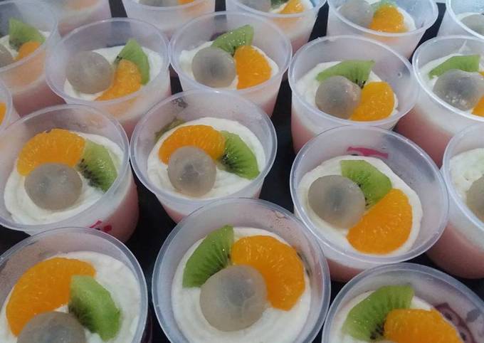 Resep Silky puding buah Anti Gagal